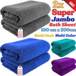 2 X Extra Large Big Jumbo Bath Sheets 100x200 cm Egyptian Cotton XXL Bath Towels