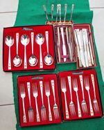 SIX SETS of Oneida Community Plate Hampton Court Silver Plated Cutlery in boxes