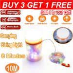 NEW 10M Portable Ambience Camping GRB String Lights Magnetic Rechargeable Lamps