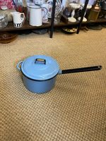 Vintage Judge Ware Enamel Suacepan Pan 20 CM Blue with Lid Retro Kitchenalia