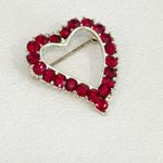Vintage Heart Brooch Valentine Red Crystal Heart Pin 