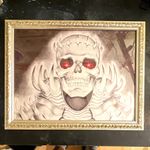Framed Skull Knight Biro Pen Drawings, Ornate Silver Frame, Landscape