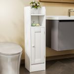 Slim Bathroom Floor Storage Cabinet with Door & Shelves Bathroom Toilet Dlprizeg