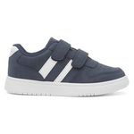 Boys Trainers Blue Kids Girls Easy Fasten Navy Flat Stripes Padded Ankle SIZE