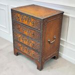 Theodore Alexander Leather and Brass Studded Chest of Drawers