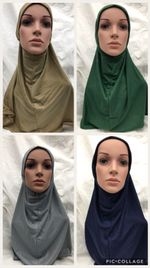 MUSLIM KIDS GIRLS ISLAMIC HEADSCARF PLAIN SCARF ADULT HIJAB ONE PIECE CHILDREN