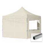 3x3 m Pop Up Gazebo Aluminium 32 mm incl. Sidewalls with Panorama Windows cream