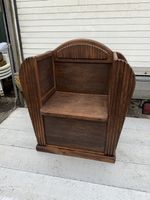 Art Deco English Oak Hall Seat with Umbrella Stick Stand Settle Cloakroom