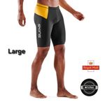 Skins Tri Brand Half-Tight Triathlon Shorts - Black / Yellow - LARGE - RRP £100