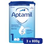 3 x 800g Aptamil 1 First Infant Milk Suitable From Birth Formula