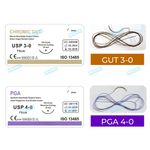 Absorbable Dental Oral Surgical Sutures CHROMIC GUT 3-0 PGA 4/0 Natural Needled