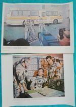 USSR Soviet Space Poster 1988 Interkosmos Cosmonauts Before Launch Bus