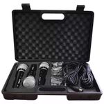 Soundlab Dynamic Vocal Microphones Pack of 3 with Carry Case & 2.8m Leads