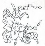 Vintage Embroidery Transfer Iron On Daffodil Primrose Pussy Willow  - 10 x 10cm