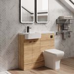 Hudson Reed Fusion 1100mm Semi-Recessed Black Vanity & WC Unit Bleached Oak