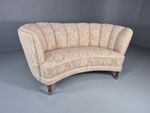 Vintage 2 Seat Banana Sofa Art Deco Danish Cream Floral Cover 1940 EB10798  V2SS