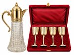 Brass Wine Glasses Metal Champagne Goblet Chalice Christmas With Jug