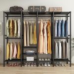 Clothes Rails Heavy Duty Clothing Rail, Freestanding Wardrobe Closet Rack with 4