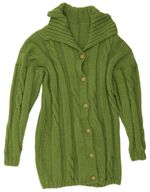 Vintage Womens Longline Oversized Cardigan Sweater UK 16 Large Green FB46