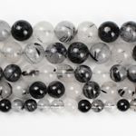 Natural Black Rutilated Quartz Gemstone Round Beads 4mm 6mm 8mm 10mm 12mm 15.5"