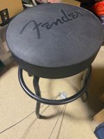 Fender Black Round Padded Stool with Metal Frame for Adults Unisex