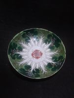 Antique Guangxu‑style shallow bowl, 7.5", wall‑hung, vivid foliage design