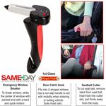Car Handle Mobility Aid Cane Flashlight Emergency Glass Breaker Hammer Cutter