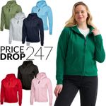 Ladies Hooded Sweatshirt Zip Up Hoodie Size S tro 3XL - SPORT LEISURE WORK