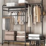 CLOTHES RACK WITH SHELFS & SHOE RACK HEAVY DUTY CLOTHES RAIL 120KG LOAD STURDY