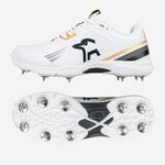 2026 Kookaburra Unisex KC 3.0 Spike Cricket Shoes White /Gold - Free P&P