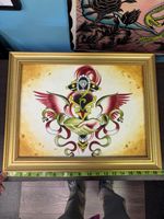 Original Watercolor Tattoo Flash With Frame Neo Traditional