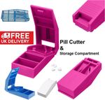 PILL CUTTER Splitter Half Storage Compartment Box Medicine Tablet Holder Safe UK