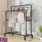Double Metal Double Rail Clothes Garment Hanging Rack Shelf Display Stand
