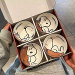 New Cute Snoopy Ceramic Bowl Kawaii Anime Cartoon Household Tableware Set*