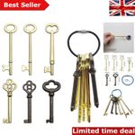 6-Piece Antique Skeleton Key Set with Wire Keychain - Perfect for Vintage Locks