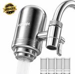 Tap Water Filter Purifier Faucet Stainless Steel Pure Filtration System Kitchen