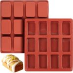 BREEZO Mini Loaf Pan, 2PCS 12-Cavities Non-Stick Mini Brownie Baking Tin, Mini B