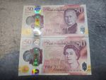 New bundle £50 Queen Elizabeth II + Pound Note King Charles III Polymer Mint