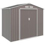 Outsunny 7 x 4ft Garden Shed Storage with Foundation Kit and Vents, Grey