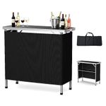 VINGLI Portable Bar Table W Black Skirt for Events Party Camping Picnic Weedings