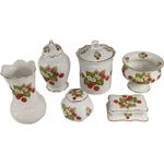 Norstock Fine Bone China 6 Piece Set English Strawberry Design 22 Carat Gold Rim