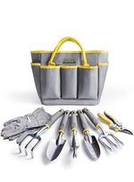 Jardineer 8pc Heavy Duty Stainless Steel Garden Tool Set  With Storage Bag