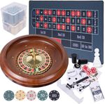 Roulette Wheel Game Set with Large Felt, 16 Inch Roulette Wheel, Retractable Chi