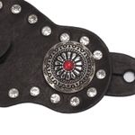 (Black)1Pair Spur Strap Leather Rhinestone Western Vintage Style Horse Riding