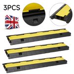 3PCS Driveway Rubber Traffic Speed Bumps Cable Protector Ramp 11000 lbs Load UK