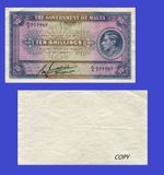MALTA 10 SCHILLINGS 1942 uk -Reproduktion