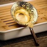 1pc Tea Strainer Tea Filter Tea Colander With Wood Handle Teaware Supplies