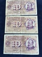 3 X Swiss 10 Franc Banknotes. Switzerland 1972/ 1974/ 1977