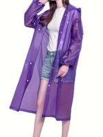 5pc Unisex Adult Purple Waterproof Raincoat Poncho Hooded Windproof Lightweight