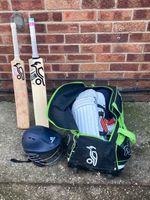 cricket bag and pads , bats and gloves/wicket keeping items